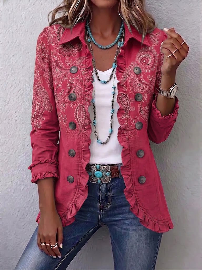 Anouk™ Vintage Paisley Print Ruffled Jacket