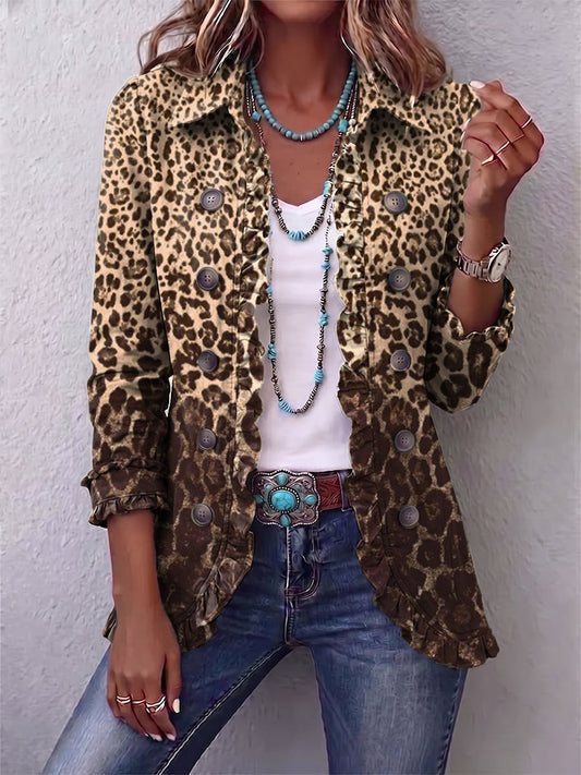 Navara™ Leopard Print Ruffled Jacket