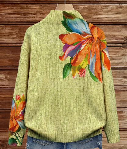 Sidonie™ Tropical Lily Floral Zip Cardigan