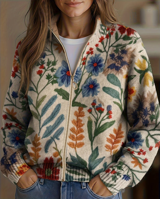 Tabitha™ Botanical Garden Floral Zip Cardigan