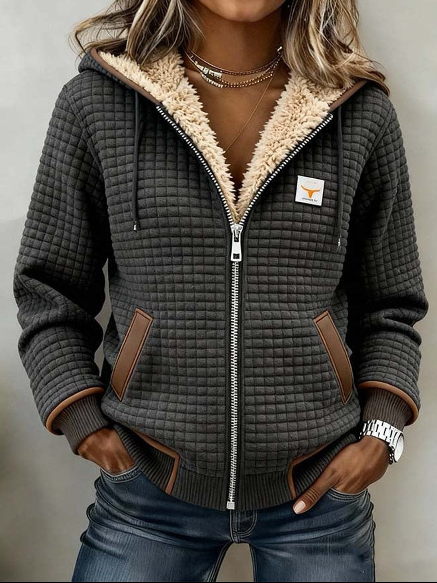 Silvana™ Sherpa-Lined Quilted Zip-Up Hooded Jacket
