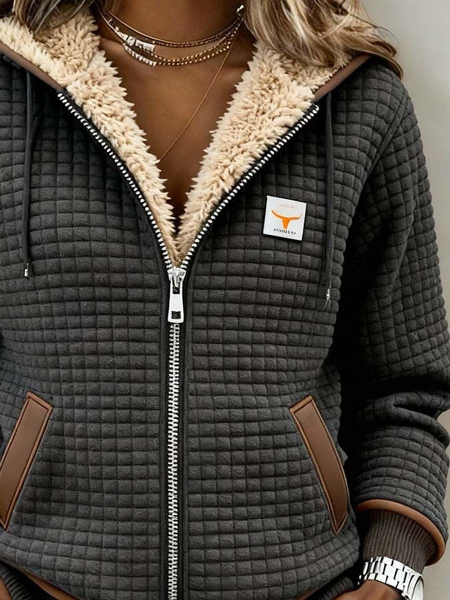 Silvana™ Sherpa-Lined Quilted Zip-Up Hooded Jacket