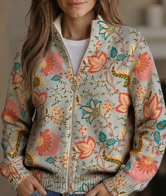 Xanthe™ Vintage Floral Garden Zip Cardigan